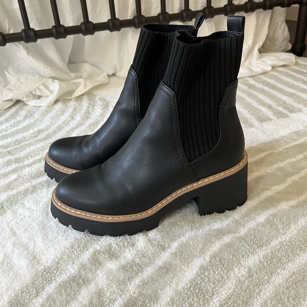 Dolce Vita Black Lug Heel Boots size 6